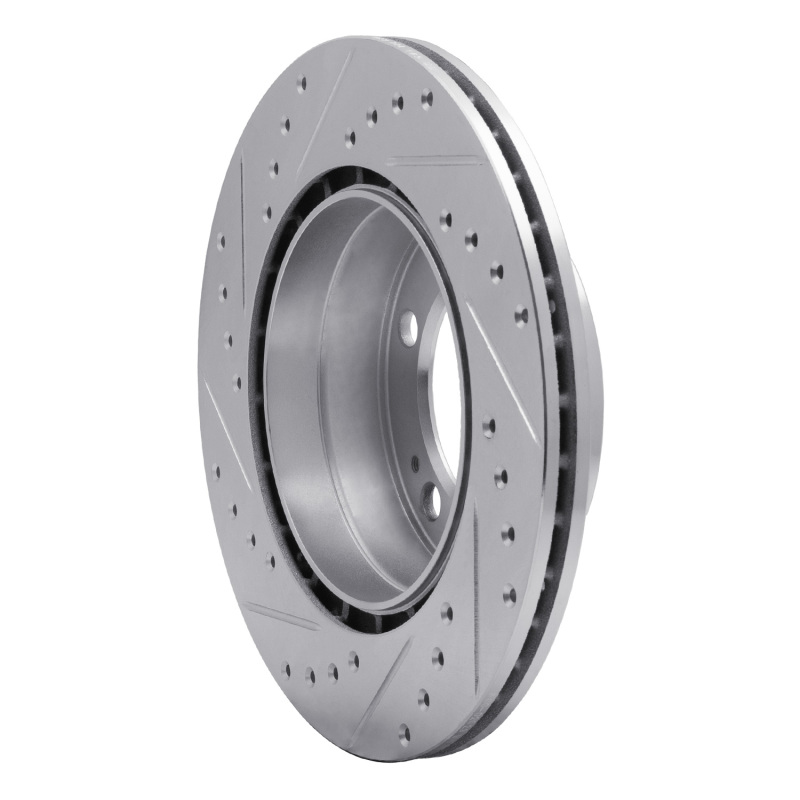 Porsche Boxster Brake Rotor (1) - Rear Right - R1 Concepts - Drilled & Slotted - Silver - `97-`04